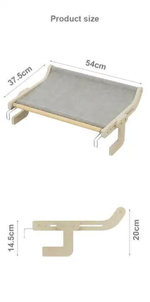 Wall-Mounted Cat Hammock Bed- Wooden Frame, Comfortable and Space-Saving Design for Pets.