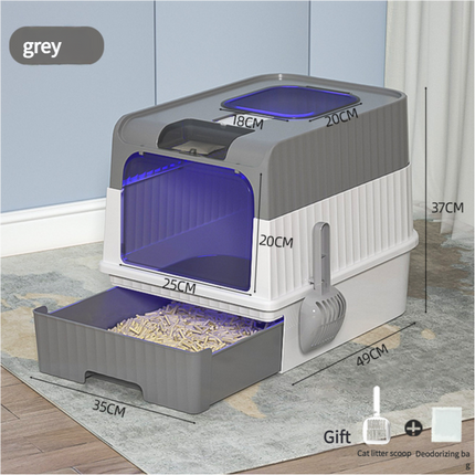 Automatic UV Sterilizing Cat Litter Box -Enclosed Design, Odor Control, and UV Germicidal Technology.