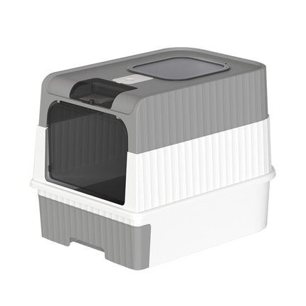 Large Enclosed Cat Litter Box with Drawer and Scoop - Odor Control, Removable Tray, Easy Clean Design.