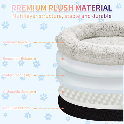 Fluffy Donut-Shaped Pet Bed- Soft, Cozy, and Anti-Anxiety for Dogs and Cats, Machine Washable  Gradient Coffee Size:M 75*55*18cm.