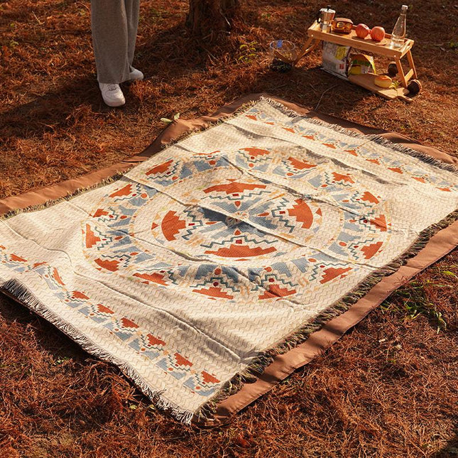 2pcs pack set 180*260cm Bohemian Picnic Blanket, Waterproof Camping Blanket, Outdoor Rug for Camping, Picnic, Beach.