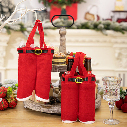 6pcs Big one Christmas Decoration Supplies, Christmas Pants, Gift Bags, Small Pants Candy Bags, Tote Bags, Wine Bottle Sets, Coke Bags.