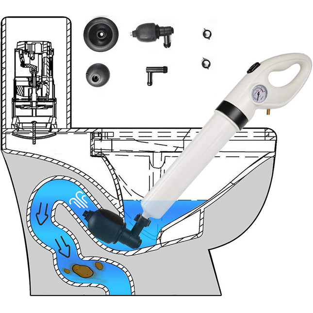 Powerful Air Drain Blaster Plunger for Toilet, Sink, and Floor Drains.
