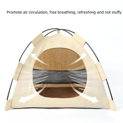 Outdoor Cat House,Pet Tent -Windproof and Dustproof Shelter for Small Pets, Apricot, Size: M  40*40*37cm.