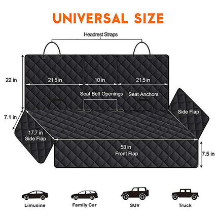 Universal Waterproof Dog Car Seat Cover with Non-Slip Backing - Pet Travel Protection Mat.