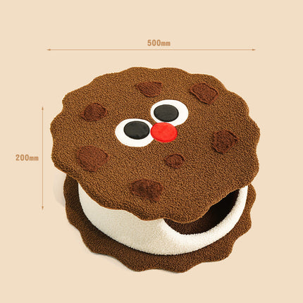 Adorable Cookie-Shaped Cat Bed - Cozy and Playful Pet Hideout (50x20 cm).