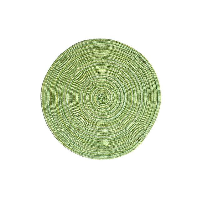 Round Woven Placemats -Colorful Braided Table Mats for Dining & Home Decor 18cm 10pcs Green.