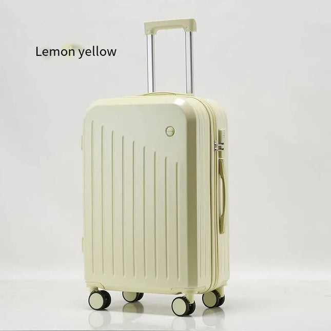 Smart Carry-On Luggage with Cup Holder & USB Charging Port - Yellow Color Spinner Suitcase for Travel Convenience  20 inch.