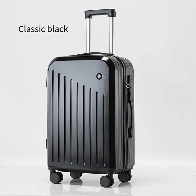 Smart Carry-On Luggage with Cup Holder & USB Charging Port - Black Color Spinner Suitcase for Travel Convenience  20 inch.