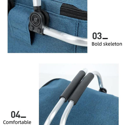 Insulated Picnic Basket with Aluminum Frame - Portable Collapsible Cooler Bag 18L 40*20*23cm(Black).