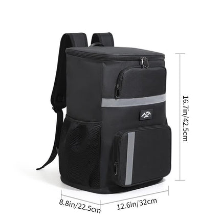 Insulated Cooler Backpack - Portable Outdoor Picnic and Beverage Bag with Bottle Opener (Black).