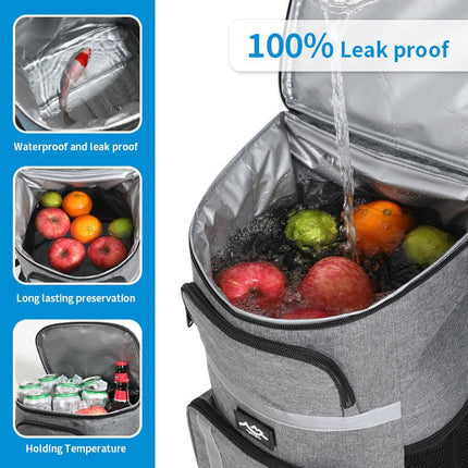 Insulated Cooler Backpack - Portable Outdoor Picnic and Beverage Bag with Bottle Opener (Black).