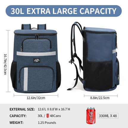 Insulated Cooler Backpack - Portable Outdoor Picnic and Beverage Bag with Bottle Opener (Black).