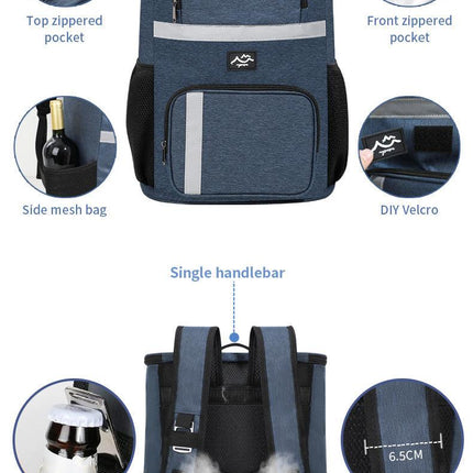 Insulated Cooler Backpack - Portable Outdoor Picnic and Beverage Bag with Bottle Opener (Black).