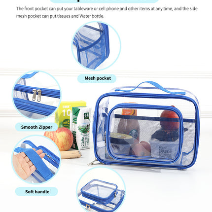 Clear PVC Tote Bag with Handle - Transparent Stadium-Approved Travel Organizer(Black).