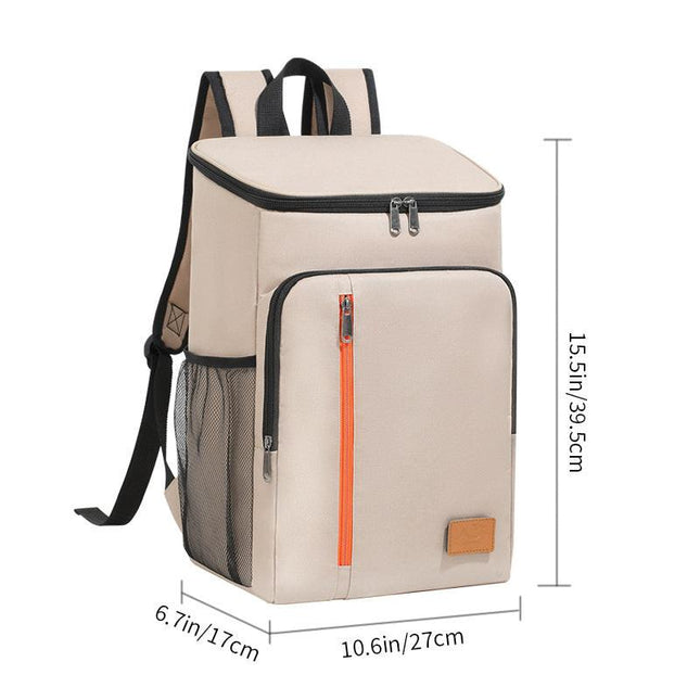 Insulated Cooler Backpack- Stylish Portable Fresh-keeping Picnic Outdoor Backpack and Travel Bag 18L (Khaki).