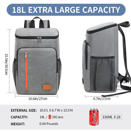 Insulated Cooler Backpack- Stylish Portable Fresh-keeping Picnic Outdoor Backpack and Travel Bag 18L (Khaki).