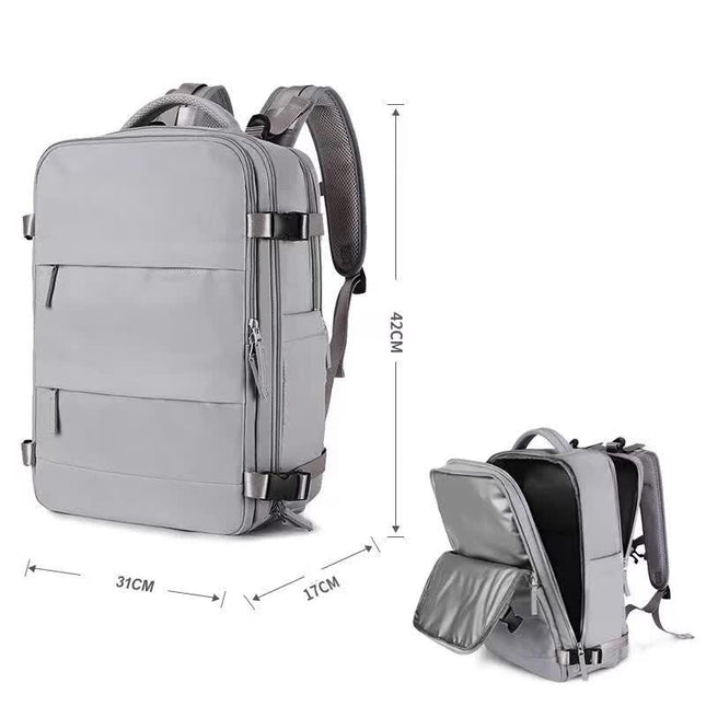Multi-Compartment Travel Backpack with Shoe Storage and Wet-Dry Separation (Gray)31cm(L)*17cm(W)*42cm(H).