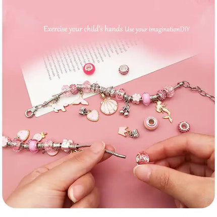 DIY Charm Bracelet Making Kit - Colorful Beads and Charms Set with Storage Box(66PCS).