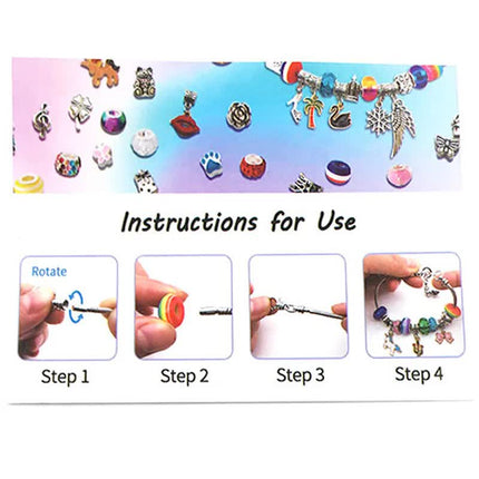 DIY Charm Bracelet Making Kit - Colorful Beads and Charms Set with Storage Box(66PCS).
