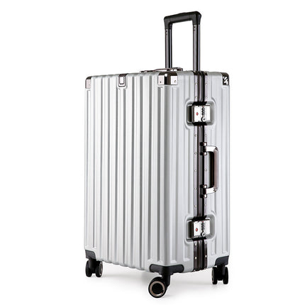 Aluminum Alloy Hard-Shell Suitcase with TSA Lock -22" Spinner Luggage in Silver.