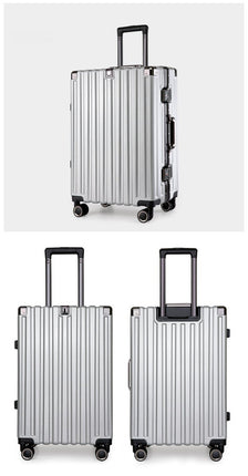Aluminum Alloy Hard-Shell Suitcase with TSA Lock -22" Spinner Luggage in Silver.