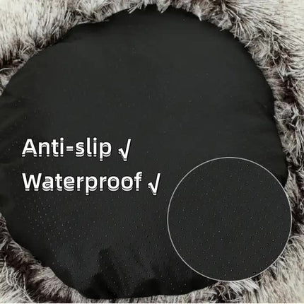 Cozy Pink Plush Hooded Pet Bed - Ultra Soft Long Fur Cave Bed for Small Pets 50cm.