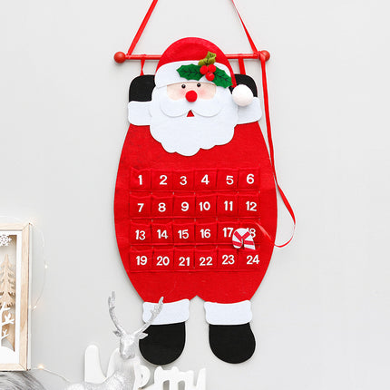 Santa Claus Advent Calendar - Felt Christmas Countdown with 24 Pockets for Kids.