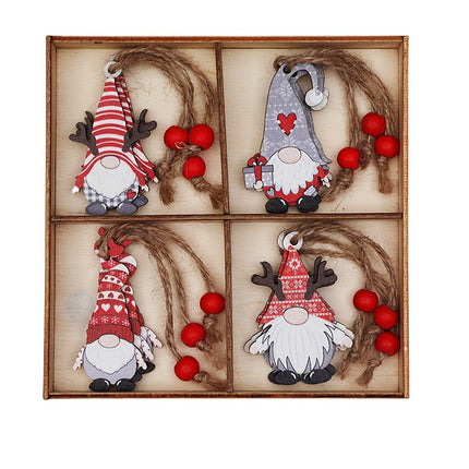 (2 set)Christmas Gnome Ornaments Set - Festive Wooden Decorations for Tree, Set of 12.