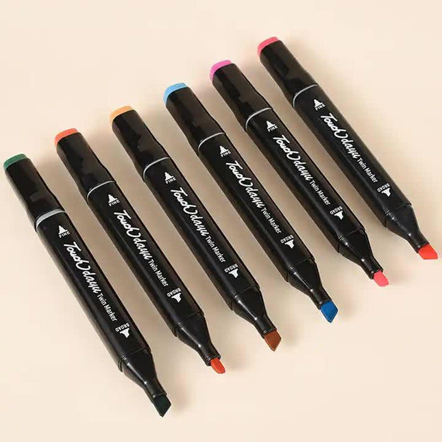 Professional Dual-Tip Marker Set - 100 Colors with Color-Coded Caps for Easy Identification.