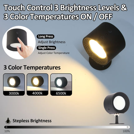 Touch-Control LED Night Light with 3 Brightness Levels & 3 Color Temperatures - Adjustable Stepless Dimming for Home & Office.