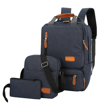 3-Piece  Blue Travel Backpack Set - Stylish Multi-Functional Backpack, Shoulder Bag & Pouch for Men & Women.