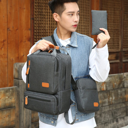 3-Piece  Blue Travel Backpack Set - Stylish Multi-Functional Backpack, Shoulder Bag & Pouch for Men & Women.