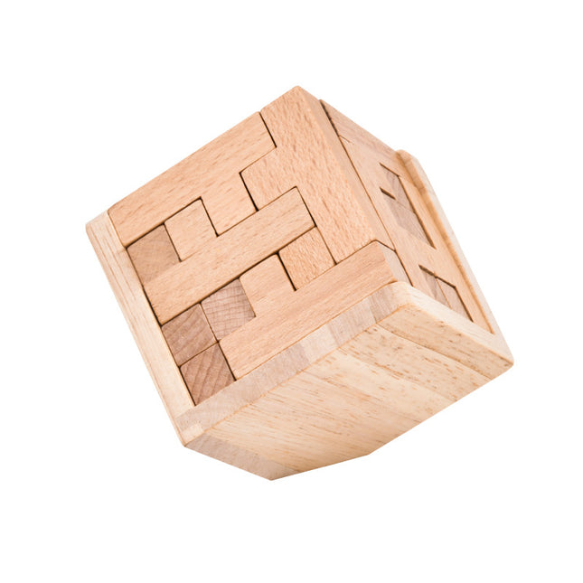 Wooden Brain Teaser Puzzle - 3D Cube Puzzle Game for Adults and Kids - Natural Wood Block Puzzle (2.75 Inches).