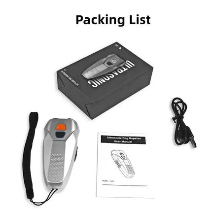 Black Handheld Ultrasonic Dog Trainer with Dual Mode | Training & Deterrent Device with LED Light.