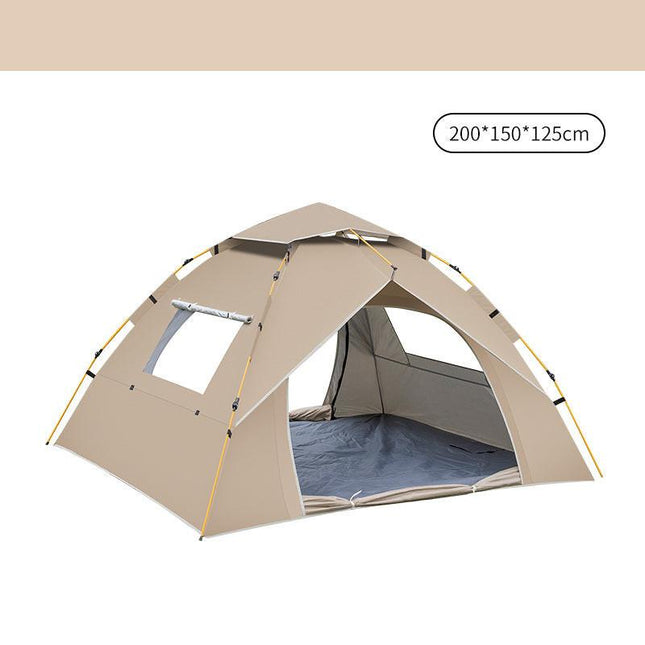 Khaki 2 Person Lightweight Camping Tent (200*150*125cm) | UV Protection Silver Coated, Dual Doors & Windows.