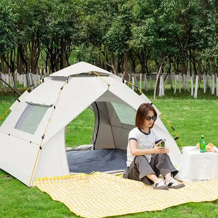 Khaki 2 Person Lightweight Camping Tent (200*150*125cm) | UV Protection Silver Coated, Dual Doors & Windows.