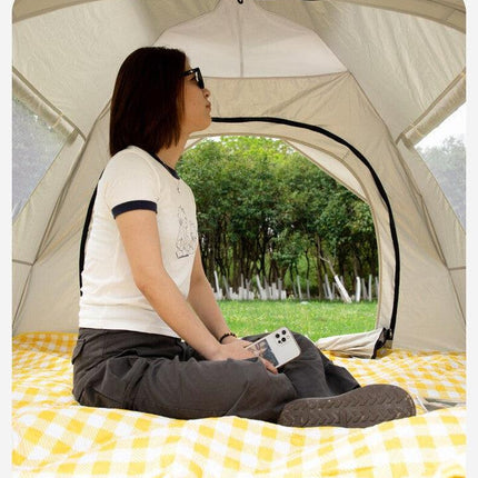 Khaki 2 Person Lightweight Camping Tent (200*150*125cm) | UV Protection Silver Coated, Dual Doors & Windows.