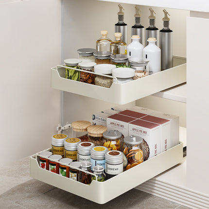 Kitchen Cabinet Pull-Out Drawer Organizer -Noise-Free Soft-Close Rails, 43x35cm Capacity,Drawer storage box (35 width 43 depth).