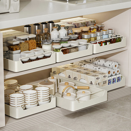 Kitchen Cabinet Pull-Out Drawer Organizer -Noise-Free Soft-Close Rails, 43x35cm Capacity,Drawer storage box (35 width 43 depth).