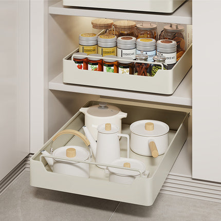 Kitchen Cabinet Pull-Out Drawer Organizer -Noise-Free Soft-Close Rails, 43x35cm Capacity,Drawer storage box (35 width 43 depth).