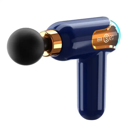 LC002 Deep Blue Portable Massage Gun - Deep Tissue Muscle Massager with 4 Heads and 9 Speed Settings.