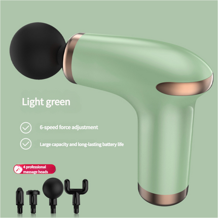 Green Massage Gun - 6-Speed Deep Tissue Massager with 4 Professional Massage Heads.