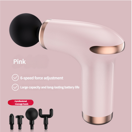 Pink Massage Gun - 6-Speed Deep Tissue Massager with 4 Professional Massage Heads.