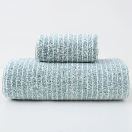 Luxury Cotton Striped Towel Set - 6 Piece Set (2 Hand Towels, 2 Bath Towels, 2 Washcloths), Ultra Soft and Absorbent  (Green).