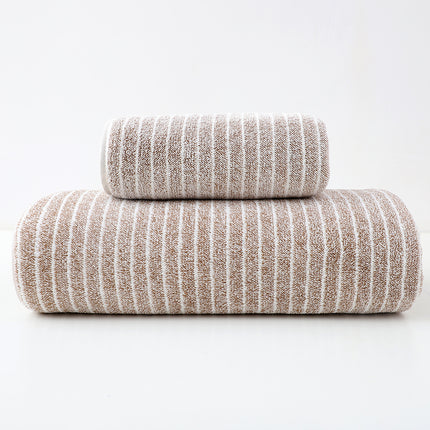 Luxury Cotton Striped Towel Set - 6 Piece Set (2 Hand Towels, 2 Bath Towels, 2 Washcloths), Ultra Soft and Absorbent  (Brown).