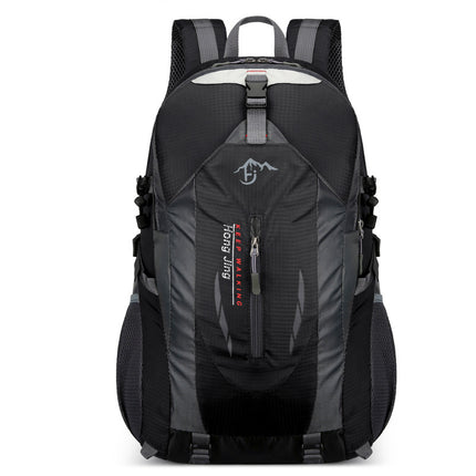 Black Lightweight Hiking Backpack - Waterproof Outdoor Travel & Camping Bag with Multi-Compartment Design.