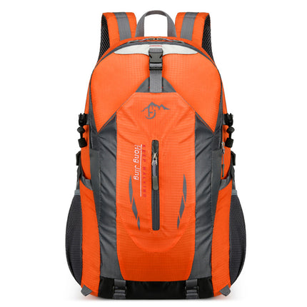 Orange Lightweight Hiking Backpack - Waterproof Outdoor Travel & Camping Bag with Multi-Compartment Design.