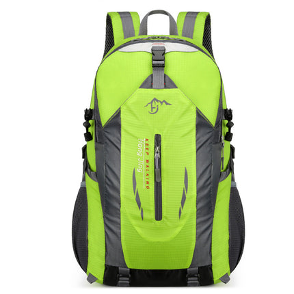 Green Lightweight Hiking Backpack - Waterproof Outdoor Travel & Camping Bag with Multi-Compartment Design.