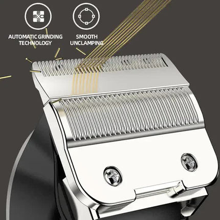 White Professional Cordless Hair Clipper with LED Display - Rechargeable Electric Hair Trimmer for Men.